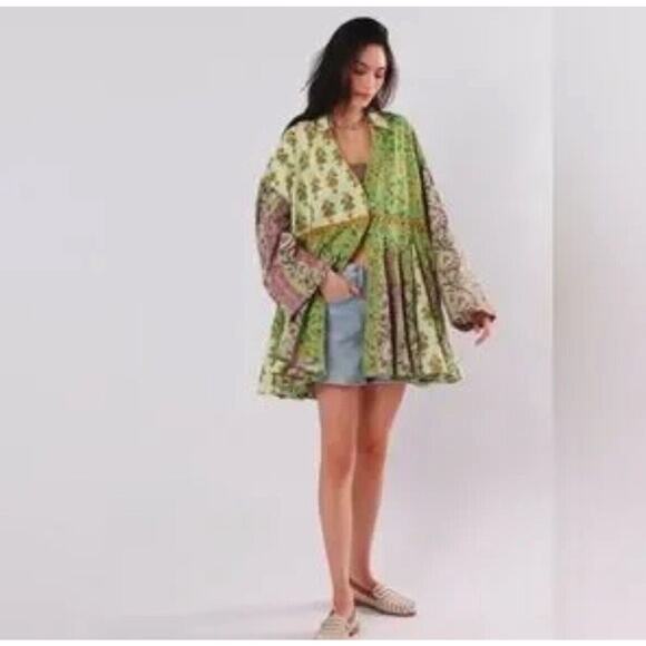 Free People Dresses & Skirts - Free People Multicolor Hazy Floral Baby Flowy Patchwork Boho Mini Dress Size M